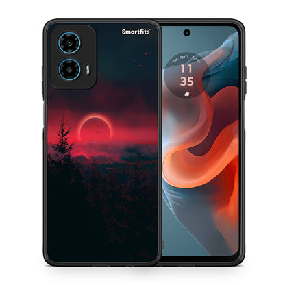Θήκη Motorola G34 5G Sunset Tropic από τη Smartfits με σχέδιο στο πίσω μέρος και μαύρο περίβλημα | Motorola G34 5G Sunset Tropic case with colorful back and black bezels