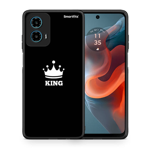 Θήκη Motorola G34 5G King Valentine από τη Smartfits με σχέδιο στο πίσω μέρος και μαύρο περίβλημα | Motorola G34 5G King Valentine case with colorful back and black bezels