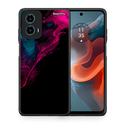 Θήκη Motorola G34 5G Pink Black Watercolor από τη Smartfits με σχέδιο στο πίσω μέρος και μαύρο περίβλημα | Motorola G34 5G Pink Black Watercolor case with colorful back and black bezels