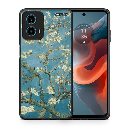 Θήκη Motorola G34 5G White Blossoms από τη Smartfits με σχέδιο στο πίσω μέρος και μαύρο περίβλημα | Motorola G34 5G White Blossoms case with colorful back and black bezels