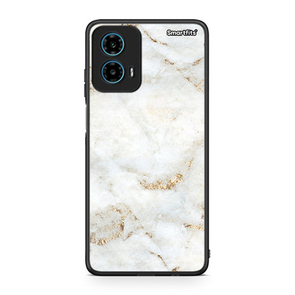 Motorola G34 5G White Gold Marble θήκη από τη Smartfits με σχέδιο στο πίσω μέρος και μαύρο περίβλημα | Smartphone case with colorful back and black bezels by Smartfits