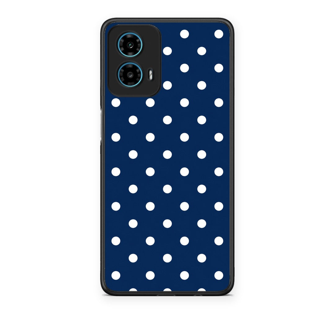 Θήκη Motorola G34 5G White Small Polka Dots on Navy από τη Smartfits με σχέδιο στο πίσω μέρος και μαύρο περίβλημα | Motorola G34 5G White Small Polka Dots on Navy case with colorful back and black bezels
