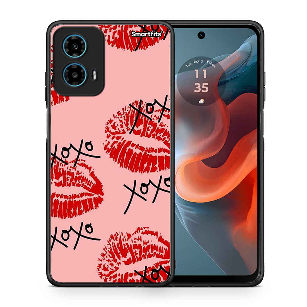Θήκη Motorola G34 5G XOXO Lips από τη Smartfits με σχέδιο στο πίσω μέρος και μαύρο περίβλημα | Motorola G34 5G XOXO Lips case with colorful back and black bezels