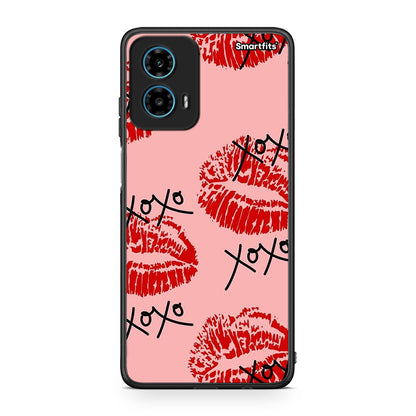Motorola G34 5G XOXO Lips θήκη από τη Smartfits με σχέδιο στο πίσω μέρος και μαύρο περίβλημα | Smartphone case with colorful back and black bezels by Smartfits