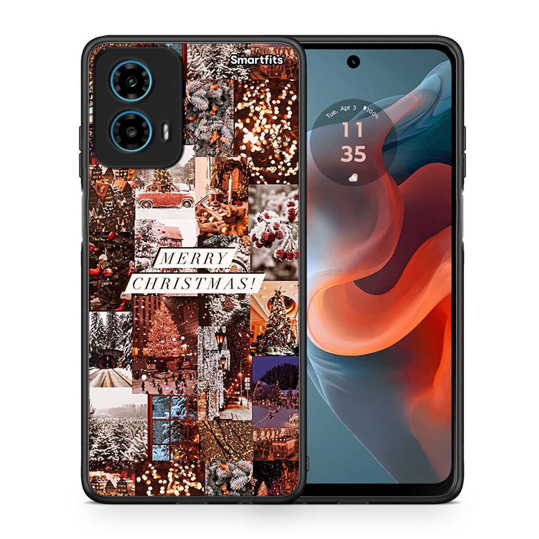 Θήκη Motorola G34 5G Xmas Collage από τη Smartfits με σχέδιο στο πίσω μέρος και μαύρο περίβλημα | Motorola G34 5G Xmas Collage case with colorful back and black bezels