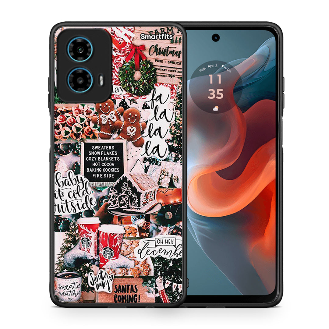 Θήκη Motorola G34 5G Xmas Habbits από τη Smartfits με σχέδιο στο πίσω μέρος και μαύρο περίβλημα | Motorola G34 5G Xmas Habbits case with colorful back and black bezels