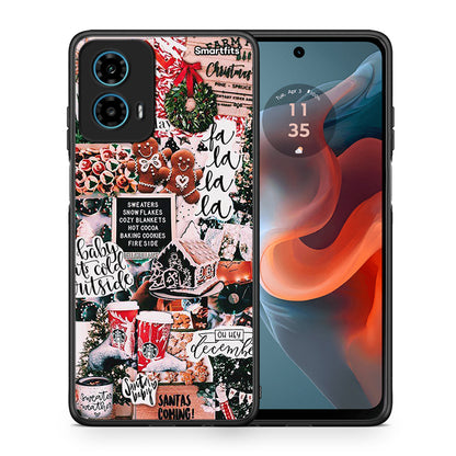 Θήκη Motorola G34 5G Xmas Habbits από τη Smartfits με σχέδιο στο πίσω μέρος και μαύρο περίβλημα | Motorola G34 5G Xmas Habbits case with colorful back and black bezels
