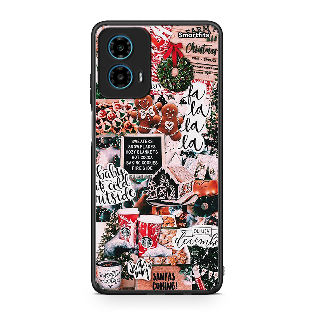 Motorola G34 5G Xmas Habbits θήκη από τη Smartfits με σχέδιο στο πίσω μέρος και μαύρο περίβλημα | Smartphone case with colorful back and black bezels by Smartfits