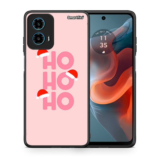 Θήκη Motorola G34 5G Xmas Ho Ho Ho από τη Smartfits με σχέδιο στο πίσω μέρος και μαύρο περίβλημα | Motorola G34 5G Xmas Ho Ho Ho case with colorful back and black bezels