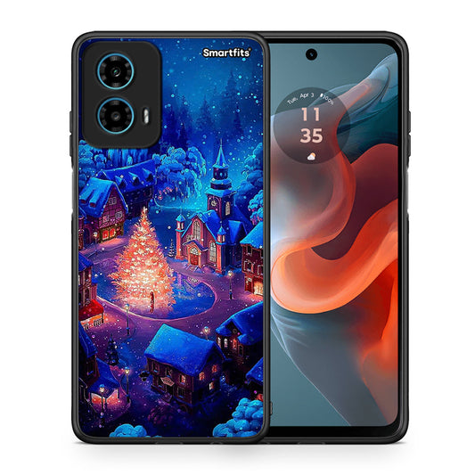 Θήκη Motorola G34 5G Xmas Village από τη Smartfits με σχέδιο στο πίσω μέρος και μαύρο περίβλημα | Motorola G34 5G Xmas Village case with colorful back and black bezels