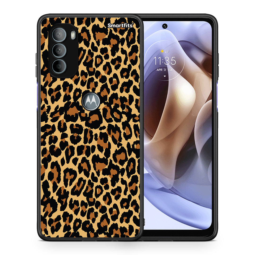Θήκη Motorola Moto G31 Leopard Animal από τη Smartfits με σχέδιο στο πίσω μέρος και μαύρο περίβλημα | Motorola Moto G31 Leopard Animal case with colorful back and black bezels