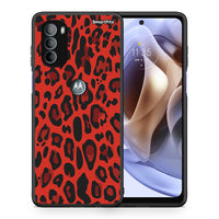 Thumbnail for Θήκη Motorola Moto G31 Red Leopard Animal από τη Smartfits με σχέδιο στο πίσω μέρος και μαύρο περίβλημα | Motorola Moto G31 Red Leopard Animal case with colorful back and black bezels