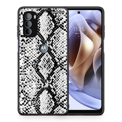 Θήκη Motorola Moto G31 White Snake Animal από τη Smartfits με σχέδιο στο πίσω μέρος και μαύρο περίβλημα | Motorola Moto G31 White Snake Animal case with colorful back and black bezels