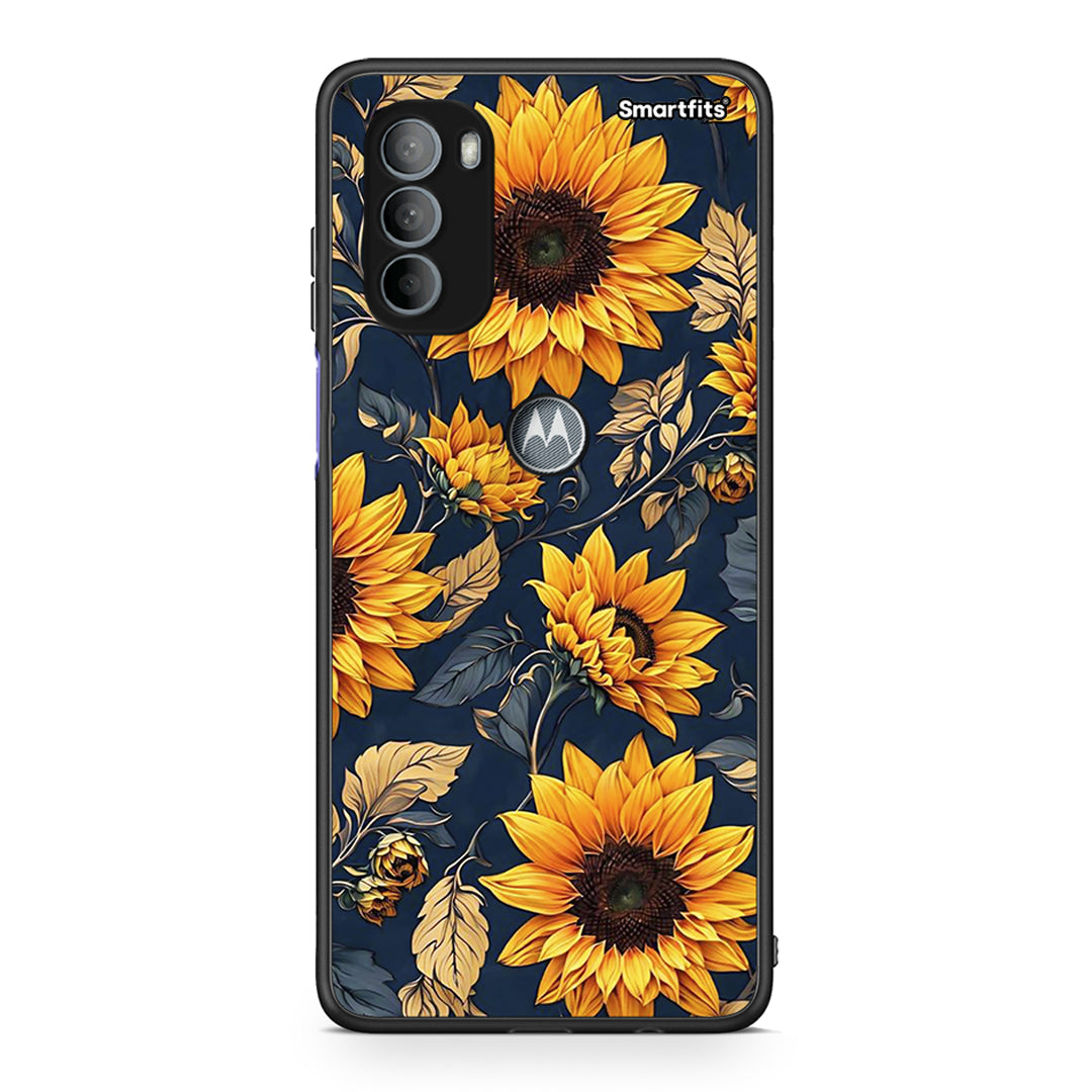 Motorola Moto G31 Autumn Sunflowers Θήκη από τη Smartfits με σχέδιο στο πίσω μέρος και μαύρο περίβλημα | Smartphone case with colorful back and black bezels by Smartfits