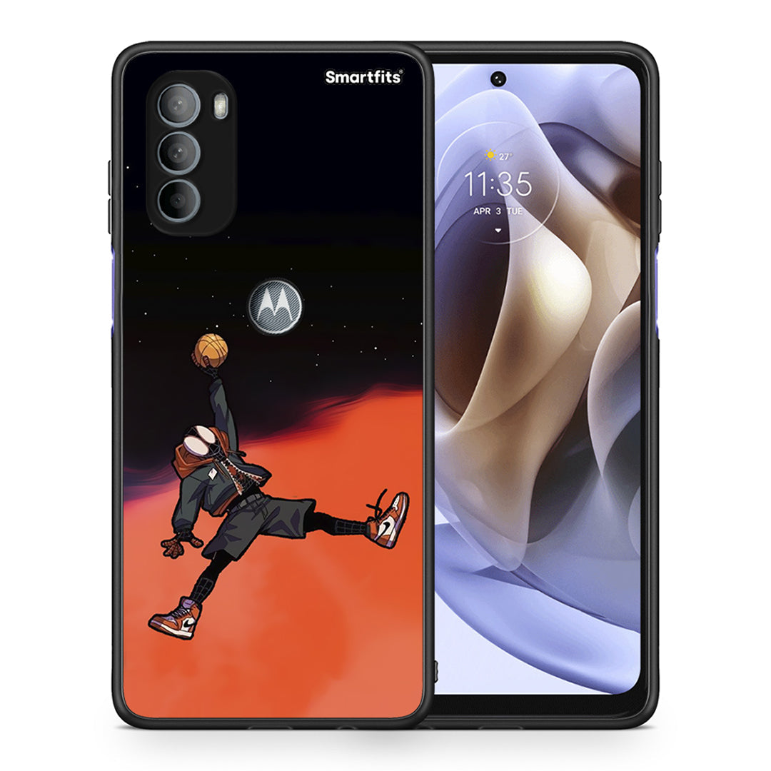 Θήκη Motorola Moto G31 Basketball Hero από τη Smartfits με σχέδιο στο πίσω μέρος και μαύρο περίβλημα | Motorola Moto G31 Basketball Hero case with colorful back and black bezels