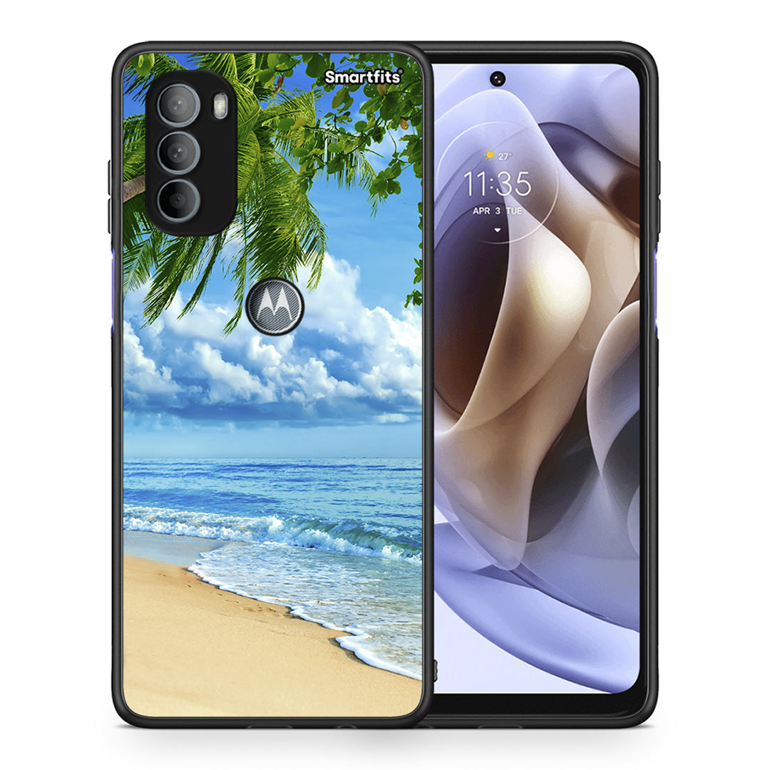 Θήκη Motorola Moto G31 Beautiful Beach από τη Smartfits με σχέδιο στο πίσω μέρος και μαύρο περίβλημα | Motorola Moto G31 Beautiful Beach case with colorful back and black bezels