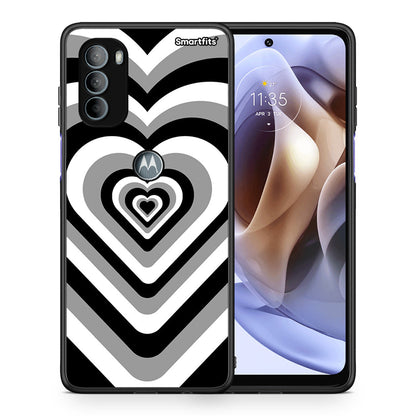 Θήκη Motorola Moto G31 Black Hearts από τη Smartfits με σχέδιο στο πίσω μέρος και μαύρο περίβλημα | Motorola Moto G31 Black Hearts case with colorful back and black bezels