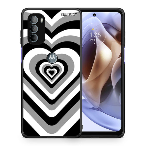 Θήκη Motorola Moto G31 Black Hearts από τη Smartfits με σχέδιο στο πίσω μέρος και μαύρο περίβλημα | Motorola Moto G31 Black Hearts case with colorful back and black bezels