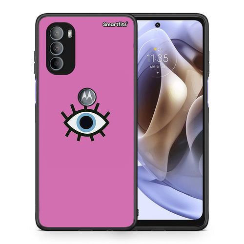 Θήκη Motorola Moto G31 Blue Eye Pink από τη Smartfits με σχέδιο στο πίσω μέρος και μαύρο περίβλημα | Motorola Moto G31 Blue Eye Pink case with colorful back and black bezels