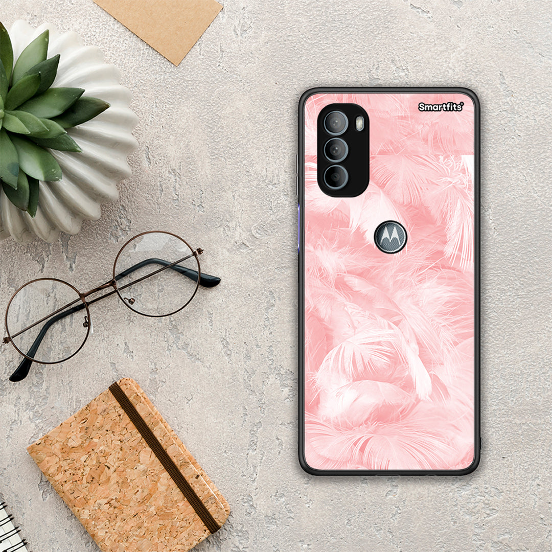 Boho Pink Feather - Motorola Moto G31 θήκη