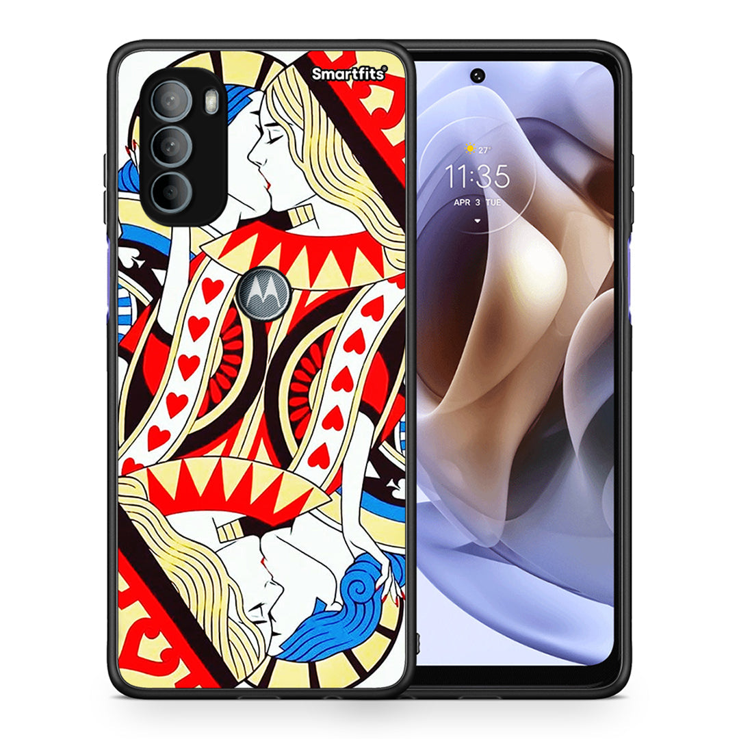 Θήκη Motorola Moto G31 Card Love από τη Smartfits με σχέδιο στο πίσω μέρος και μαύρο περίβλημα | Motorola Moto G31 Card Love case with colorful back and black bezels