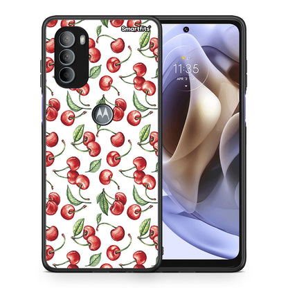 Θήκη Motorola Moto G31 Cherry Summer από τη Smartfits με σχέδιο στο πίσω μέρος και μαύρο περίβλημα | Motorola Moto G31 Cherry Summer case with colorful back and black bezels