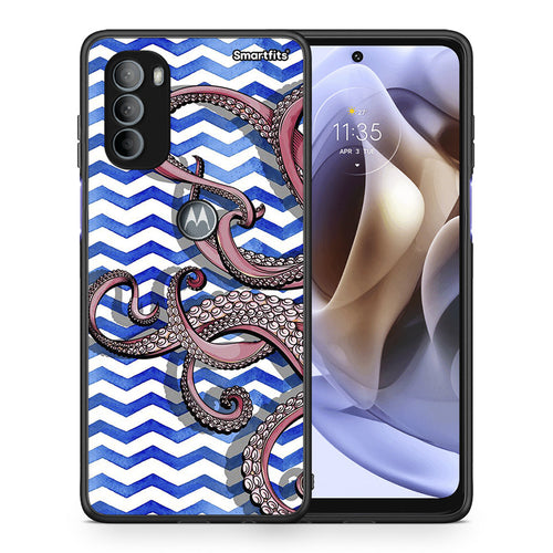 Θήκη Motorola Moto G31 Chevron Devilfish από τη Smartfits με σχέδιο στο πίσω μέρος και μαύρο περίβλημα | Motorola Moto G31 Chevron Devilfish case with colorful back and black bezels
