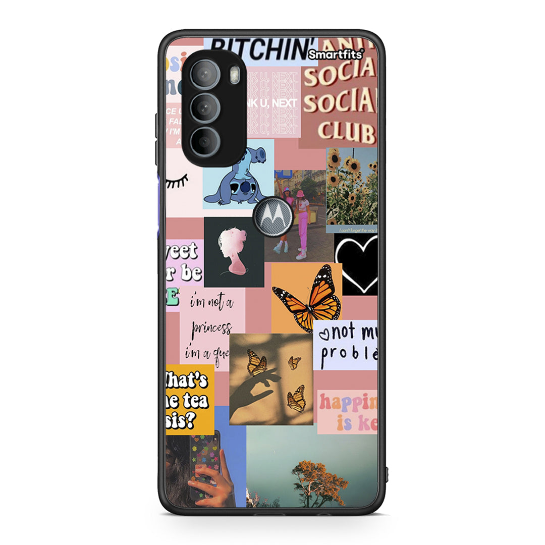 Motorola Moto G31 Collage Bitchin Θήκη Αγίου Βαλεντίνου από τη Smartfits με σχέδιο στο πίσω μέρος και μαύρο περίβλημα | Smartphone case with colorful back and black bezels by Smartfits