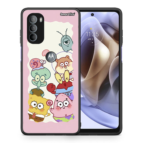 Θήκη Motorola Moto G31 Cute Companion από τη Smartfits με σχέδιο στο πίσω μέρος και μαύρο περίβλημα | Motorola Moto G31 Cute Companion case with colorful back and black bezels