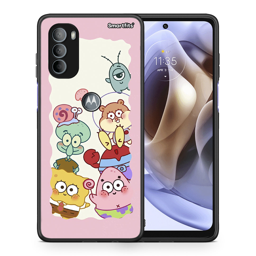 Θήκη Motorola Moto G31 Cute Companion από τη Smartfits με σχέδιο στο πίσω μέρος και μαύρο περίβλημα | Motorola Moto G31 Cute Companion case with colorful back and black bezels