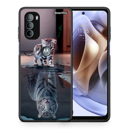 Θήκη Motorola Moto G31 Tiger Cute από τη Smartfits με σχέδιο στο πίσω μέρος και μαύρο περίβλημα | Motorola Moto G31 Tiger Cute case with colorful back and black bezels