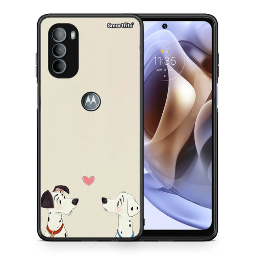 Θήκη Motorola Moto G31 Dalmatians Love από τη Smartfits με σχέδιο στο πίσω μέρος και μαύρο περίβλημα | Motorola Moto G31 Dalmatians Love case with colorful back and black bezels