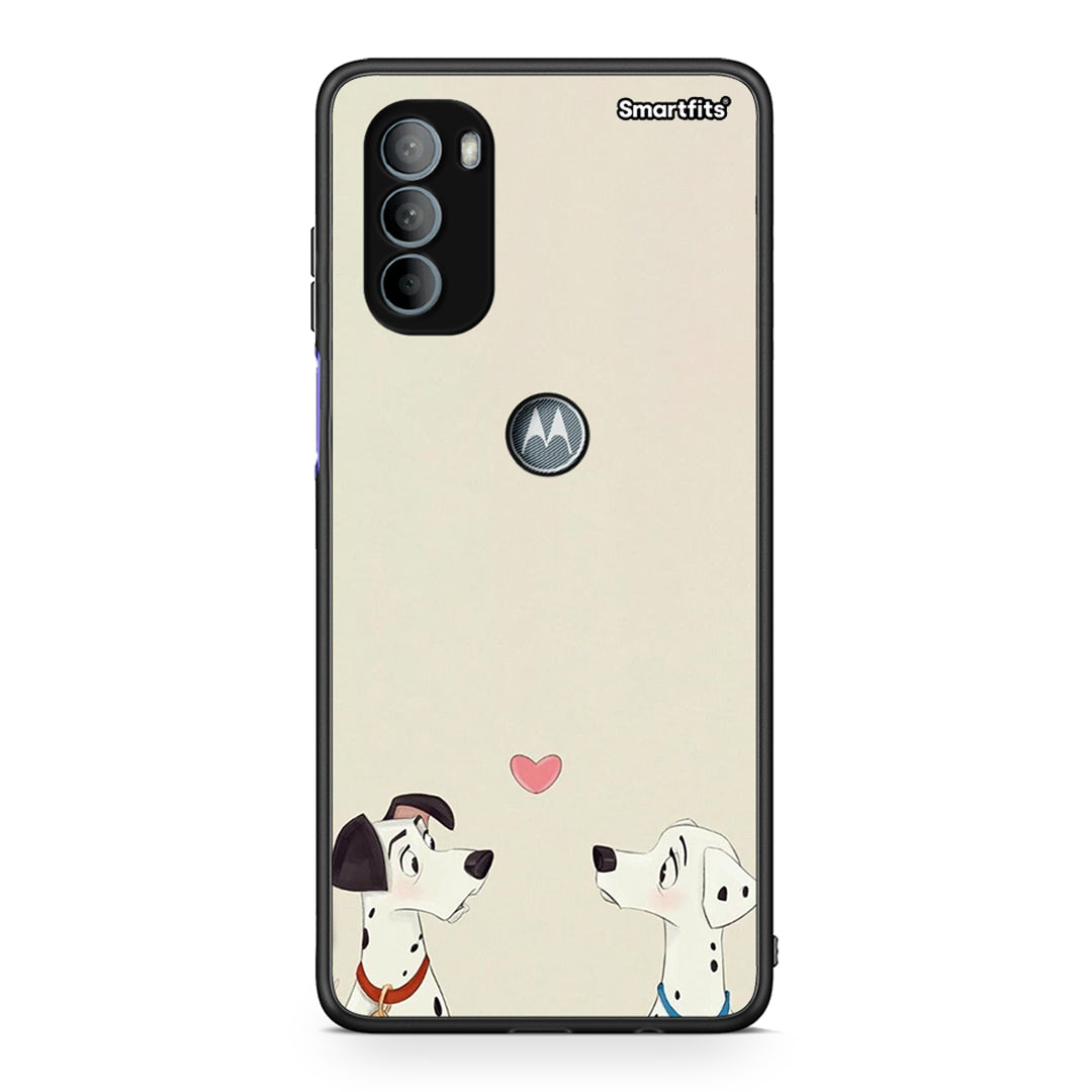 Motorola Moto G31 Dalmatians Love θήκη από τη Smartfits με σχέδιο στο πίσω μέρος και μαύρο περίβλημα | Smartphone case with colorful back and black bezels by Smartfits