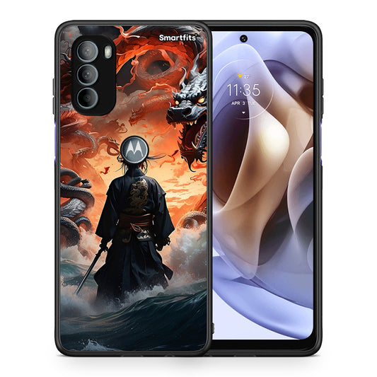 Θήκη Motorola Moto G31 Dragons Fight από τη Smartfits με σχέδιο στο πίσω μέρος και μαύρο περίβλημα | Motorola Moto G31 Dragons Fight case with colorful back and black bezels