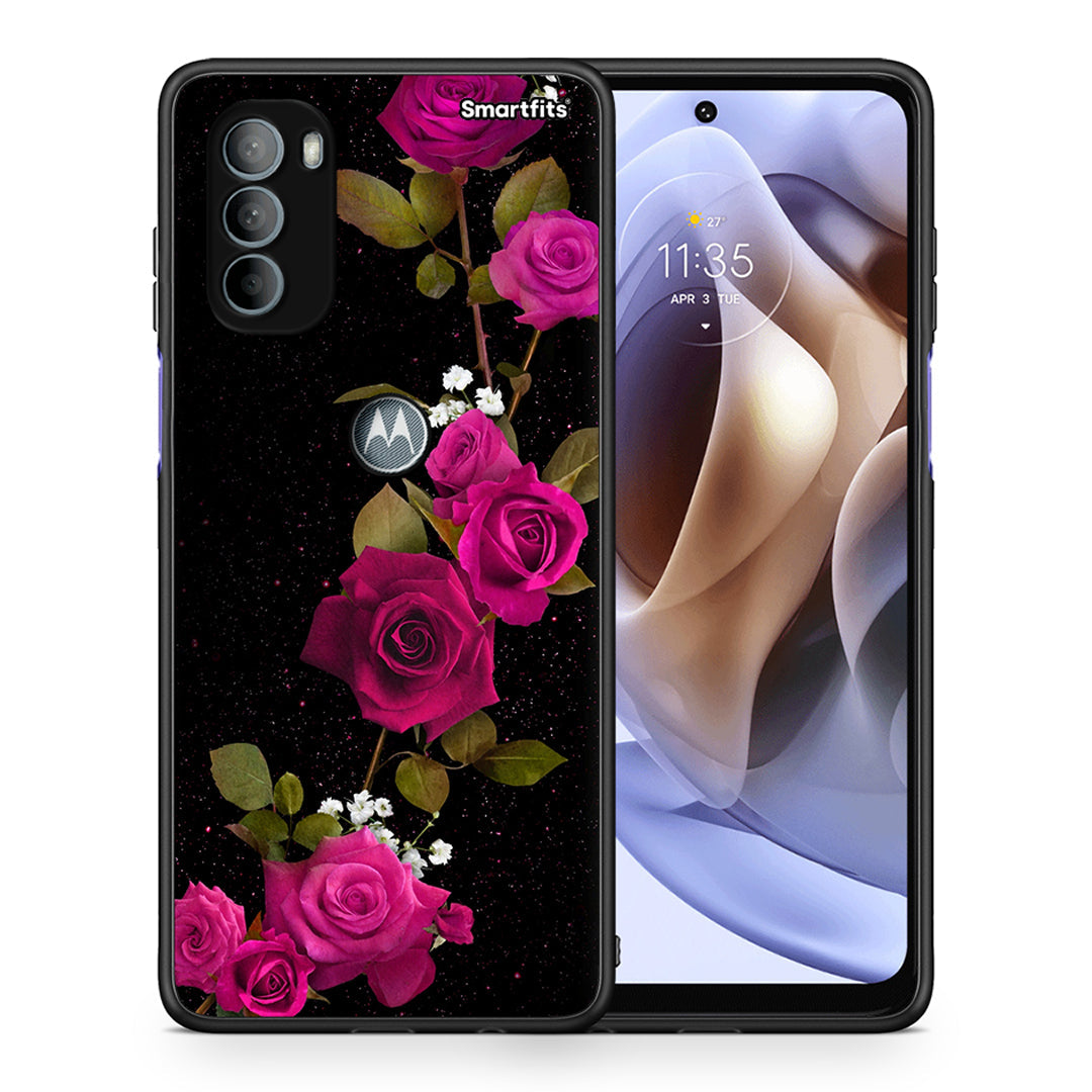 Θήκη Motorola Moto G31 Red Roses Flower από τη Smartfits με σχέδιο στο πίσω μέρος και μαύρο περίβλημα | Motorola Moto G31 Red Roses Flower case with colorful back and black bezels