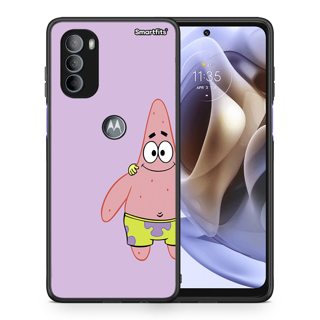 Θήκη Motorola Moto G31 Friends Patrick από τη Smartfits με σχέδιο στο πίσω μέρος και μαύρο περίβλημα | Motorola Moto G31 Friends Patrick case with colorful back and black bezels