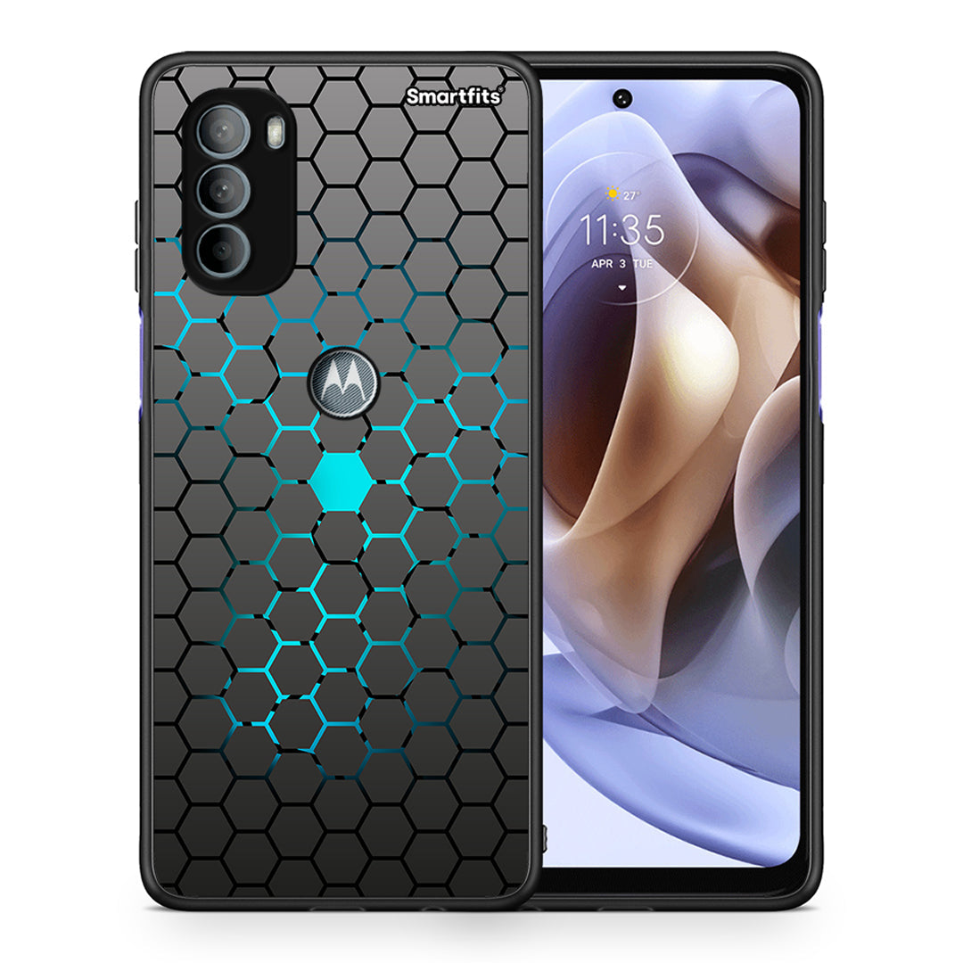 Θήκη Motorola Moto G31 Hexagonal Geometric από τη Smartfits με σχέδιο στο πίσω μέρος και μαύρο περίβλημα | Motorola Moto G31 Hexagonal Geometric case with colorful back and black bezels