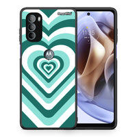 Thumbnail for Θήκη Motorola Moto G31 Green Hearts από τη Smartfits με σχέδιο στο πίσω μέρος και μαύρο περίβλημα | Motorola Moto G31 Green Hearts case with colorful back and black bezels