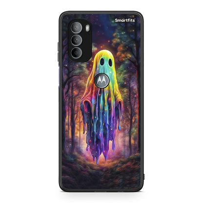 Motorola Moto G31 Halloween Ghost θήκη από τη Smartfits με σχέδιο στο πίσω μέρος και μαύρο περίβλημα | Smartphone case with colorful back and black bezels by Smartfits