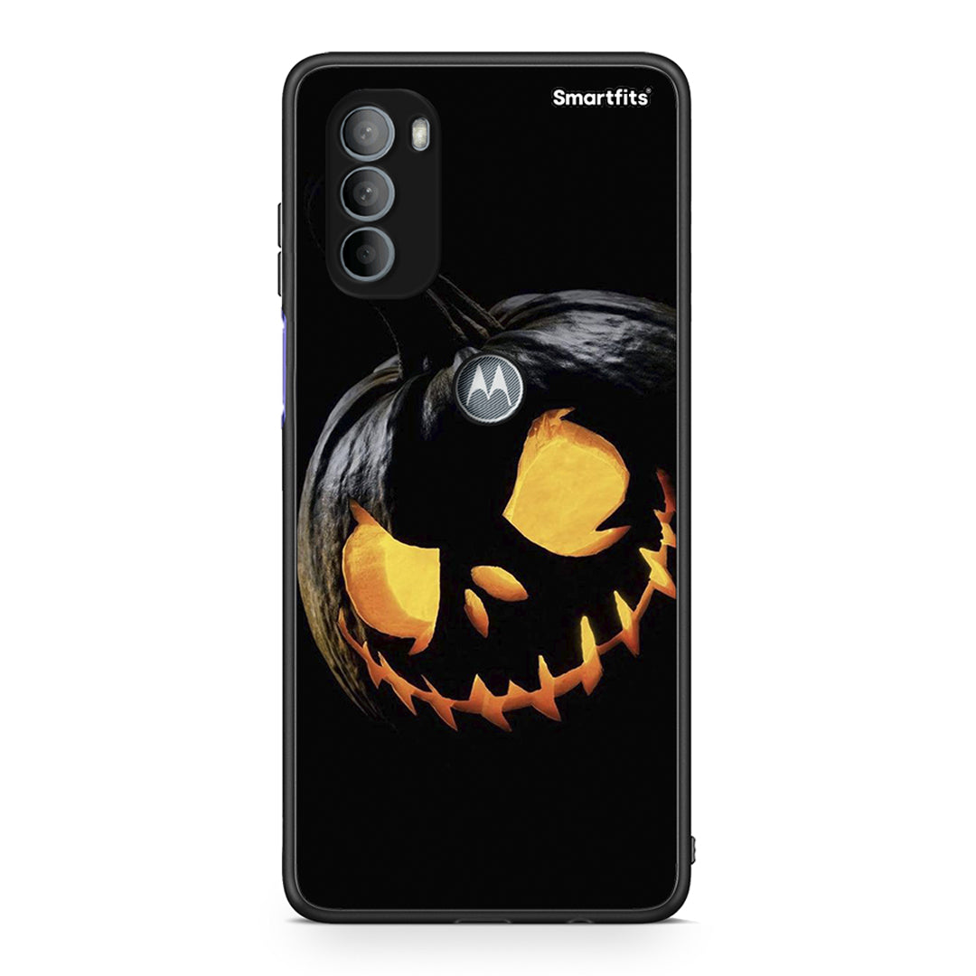 Motorola Moto G31 Halloween Scary Pumpkin Θήκη από τη Smartfits με σχέδιο στο πίσω μέρος και μαύρο περίβλημα | Smartphone case with colorful back and black bezels by Smartfits