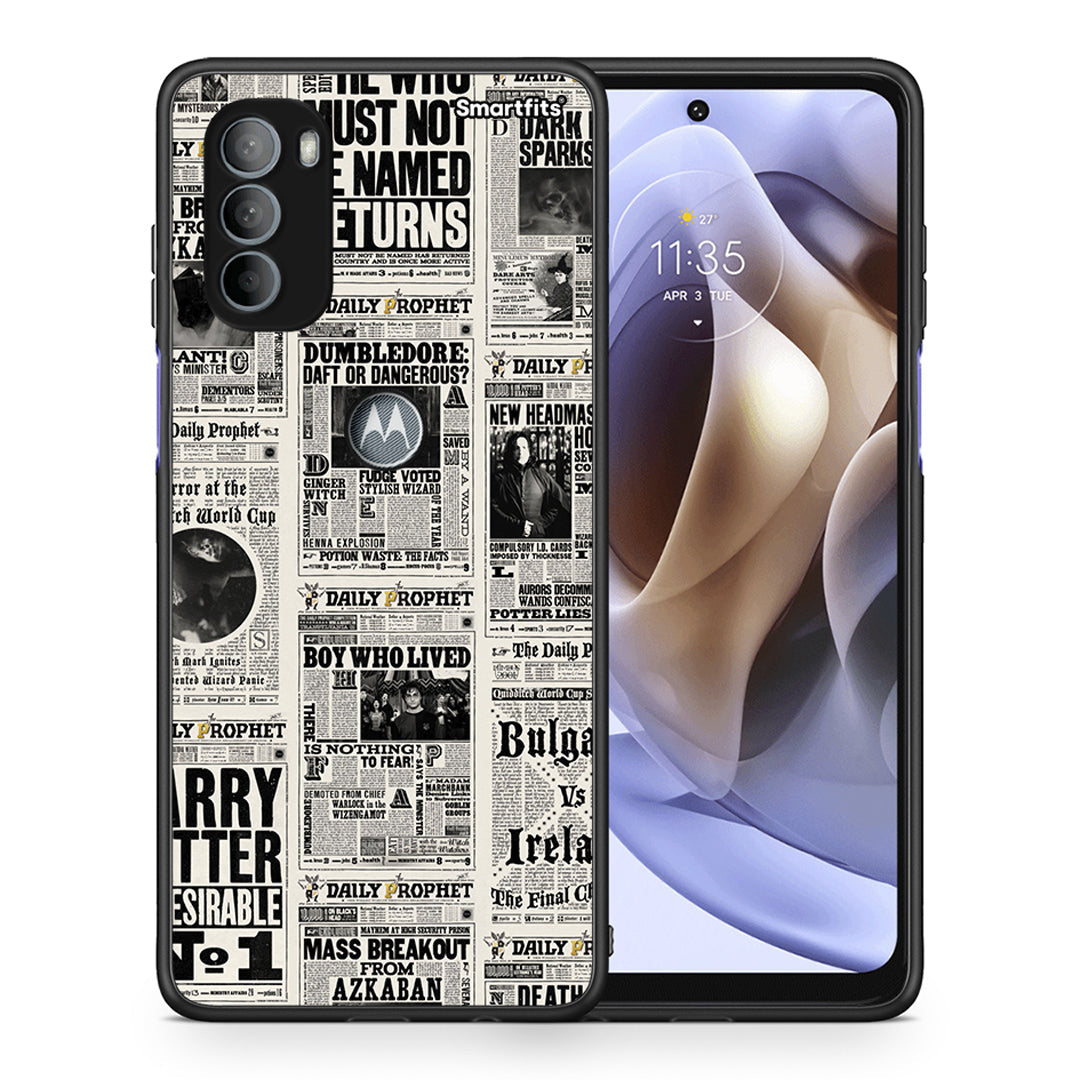 Θήκη Motorola Moto G31 Harry Paper από τη Smartfits με σχέδιο στο πίσω μέρος και μαύρο περίβλημα | Motorola Moto G31 Harry Paper case with colorful back and black bezels