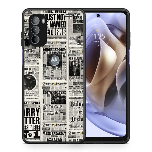 Θήκη Motorola Moto G31 Harry Paper από τη Smartfits με σχέδιο στο πίσω μέρος και μαύρο περίβλημα | Motorola Moto G31 Harry Paper case with colorful back and black bezels