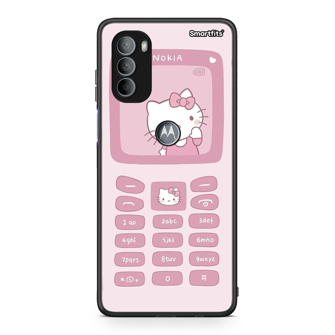 Motorola Moto G31 Hello Kitten Θήκη Αγίου Βαλεντίνου από τη Smartfits με σχέδιο στο πίσω μέρος και μαύρο περίβλημα | Smartphone case with colorful back and black bezels by Smartfits
