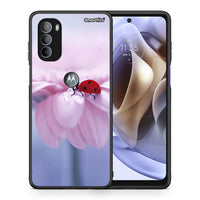 Thumbnail for Θήκη Motorola Moto G31 Ladybug Flower από τη Smartfits με σχέδιο στο πίσω μέρος και μαύρο περίβλημα | Motorola Moto G31 Ladybug Flower case with colorful back and black bezels