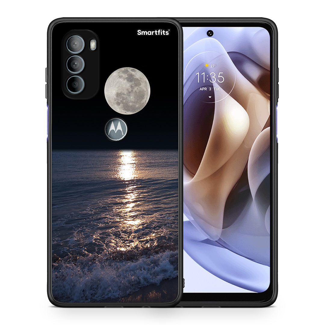 Θήκη Motorola Moto G31 Moon Landscape από τη Smartfits με σχέδιο στο πίσω μέρος και μαύρο περίβλημα | Motorola Moto G31 Moon Landscape case with colorful back and black bezels