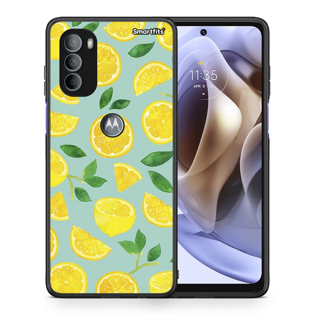 Θήκη Motorola Moto G31 Lemons από τη Smartfits με σχέδιο στο πίσω μέρος και μαύρο περίβλημα | Motorola Moto G31 Lemons case with colorful back and black bezels