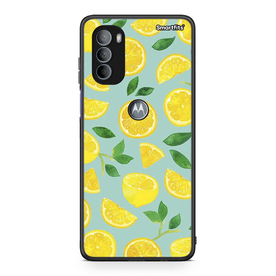 Motorola Moto G31 Lemons θήκη από τη Smartfits με σχέδιο στο πίσω μέρος και μαύρο περίβλημα | Smartphone case with colorful back and black bezels by Smartfits