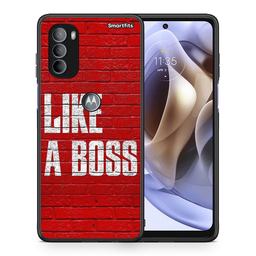 Θήκη Motorola Moto G31 Like A Boss από τη Smartfits με σχέδιο στο πίσω μέρος και μαύρο περίβλημα | Motorola Moto G31 Like A Boss case with colorful back and black bezels