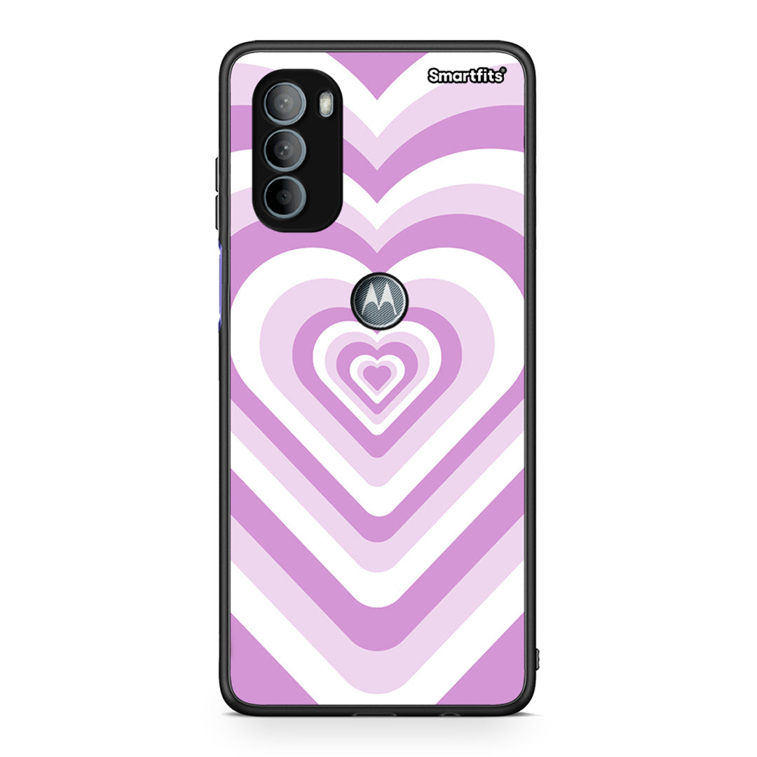 Motorola Moto G31 Lilac Hearts θήκη από τη Smartfits με σχέδιο στο πίσω μέρος και μαύρο περίβλημα | Smartphone case with colorful back and black bezels by Smartfits