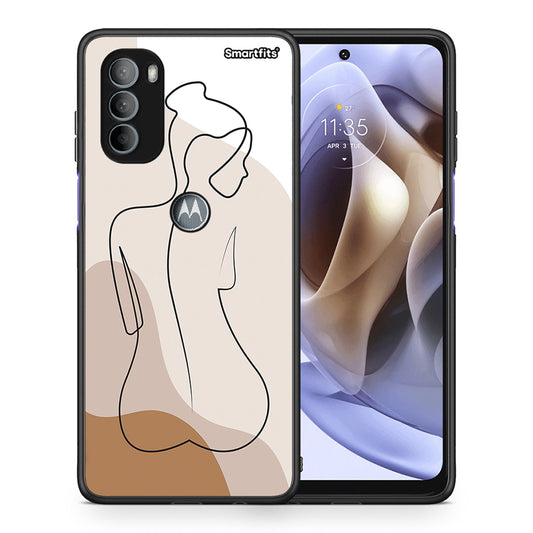 Θήκη Motorola Moto G31 LineArt Woman από τη Smartfits με σχέδιο στο πίσω μέρος και μαύρο περίβλημα | Motorola Moto G31 LineArt Woman case with colorful back and black bezels